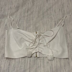 Cara Cara White Lace-Up Crop Top